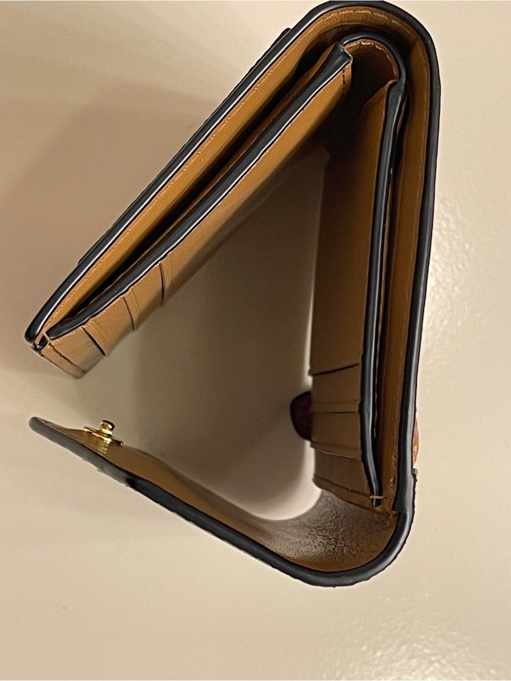 Coach Small Trifold Wallet in Black, Tan and Brown - Picture 8 of 13